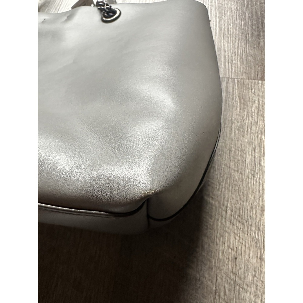 $375 COACH Signature Chain Convertible Gray Large Tote with Black Chain - Picture 15 of 16